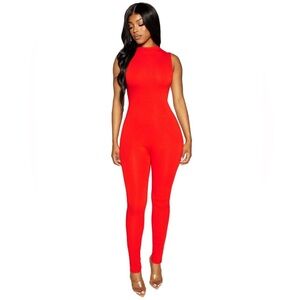 Naked Wardrobe The NW Sleeveless Jumpsuit Red